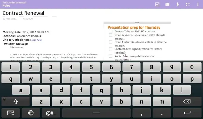 OneNote android App screenshot 1